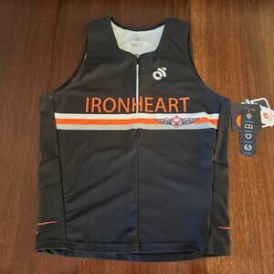 NWT Womens XL Jersey Triathlon Cycling 1/4 Zip Sleeveless ITU Ironheart ChampSys